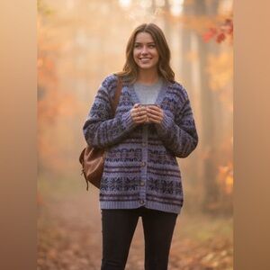 Woods & Gray VINTAGE Purple Nordic Cardigan Medium